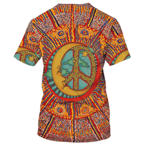 Hippie Aboriginal Pattern Moon Peace - T-Shirt