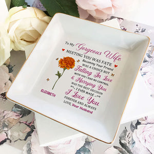 To My Gorgeous Wife - Personalized Jewelry Dish - Gift For Wife, Anniversary, Engagement, Wedding, Marriage Gift - NA94