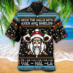 Viking Christmas Deck The Halls With Axes And Shields - Hawaiian Shirt