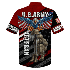 Wingspan Eagle Us Army Veteran  Red Hawaiian Shirt