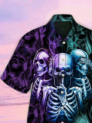 Skull Neither Hear Nor See Hawaiian Shirt