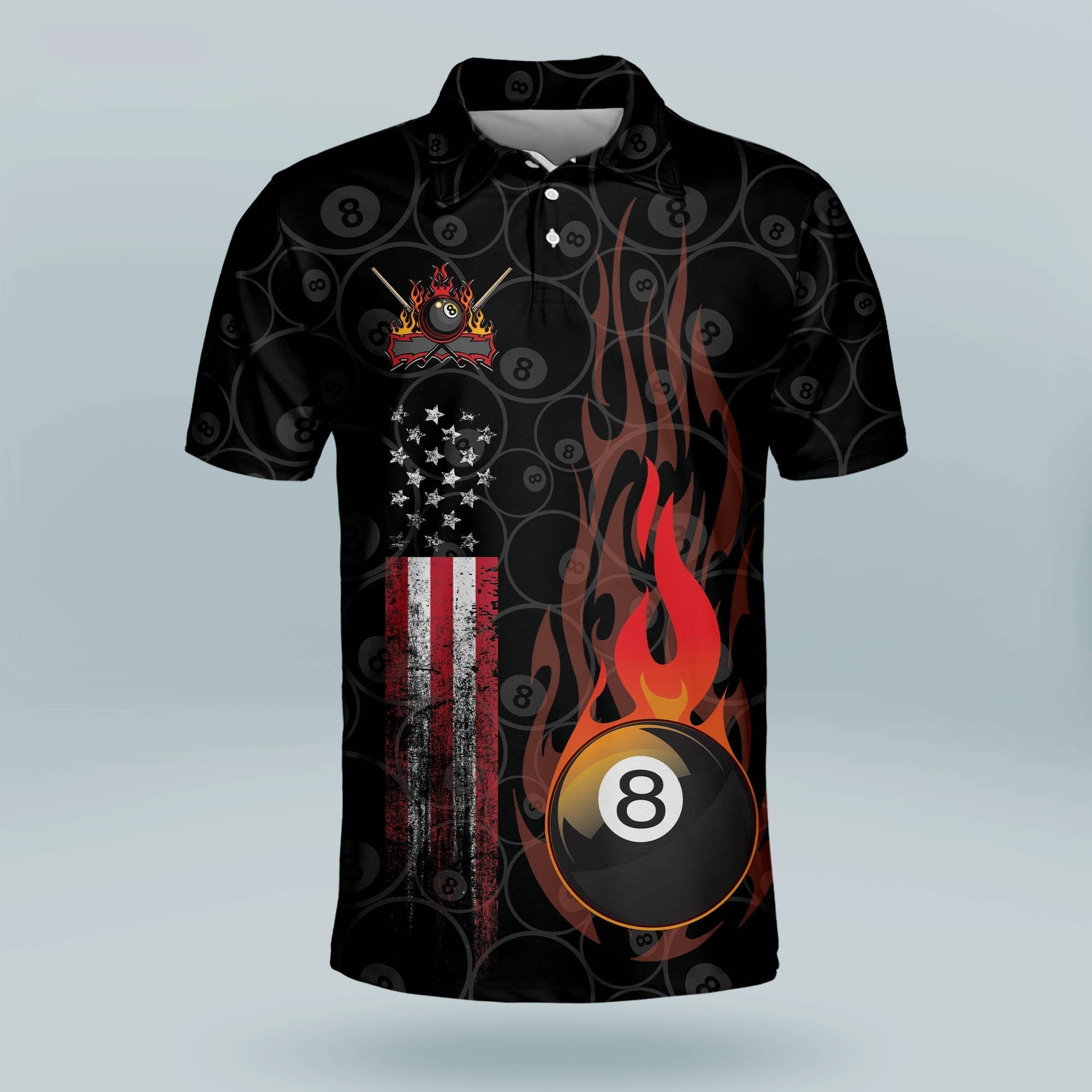 Personalized 3D All Over Print Skull Mind Game Billiard Polo Shirt