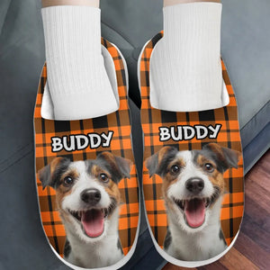 Custom Photo Paws Orange Caro Line - Personalized Slippers - Gift For Dog Lovers, Cat Lovers, Pet Owners NA94