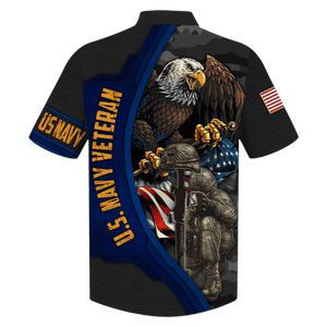 Navy Eagle With Gun And Army U.S. Navy Veteran Hawaiian Shirt