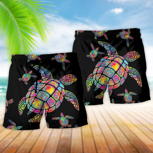 Turtle Love Ocean Hippie Black Style Beach Short