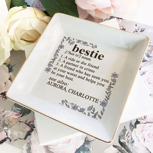 Bestie Definition - Personalized Jewelry Dish - Gift For Besties, Friends, Sisters - NA94