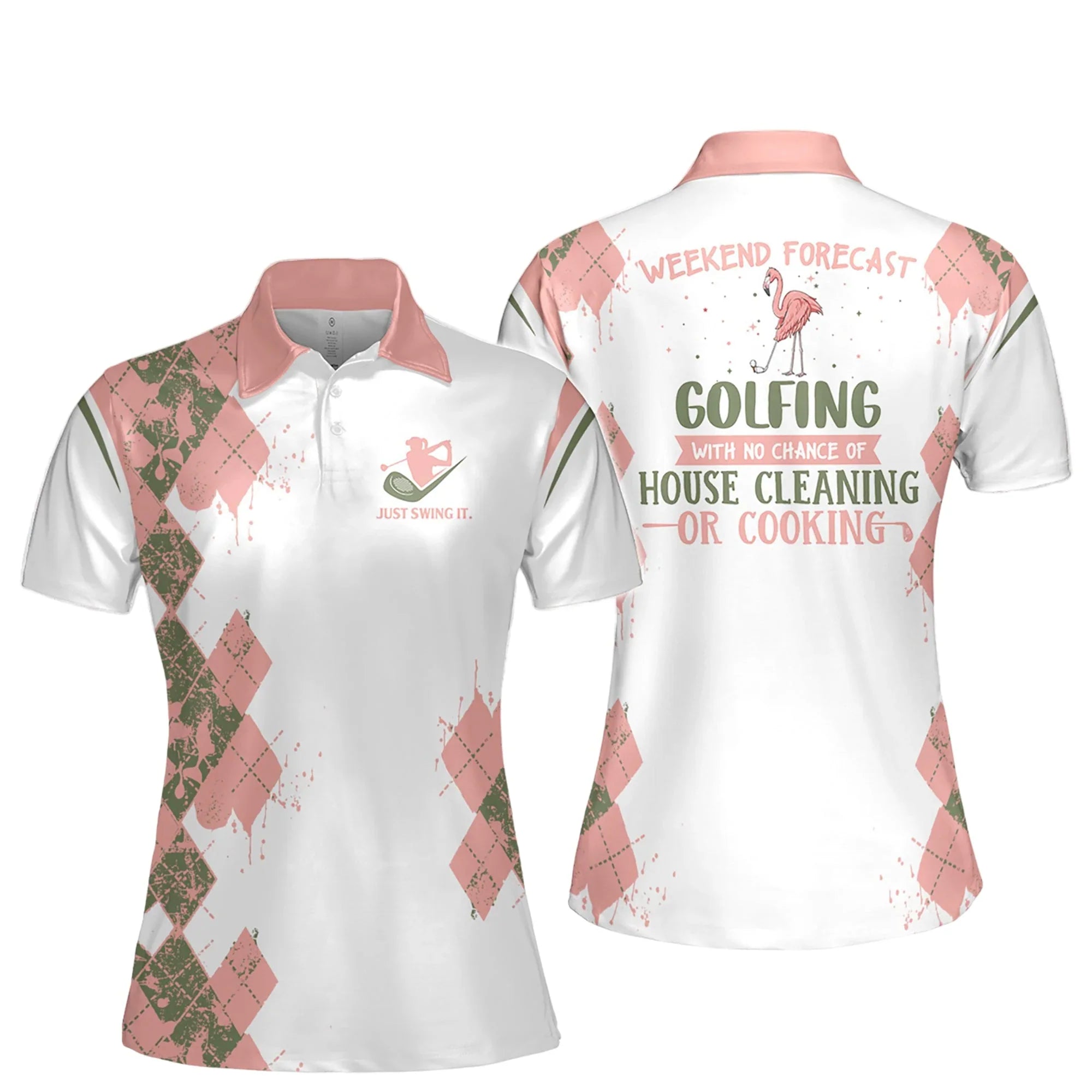 Weekend Forecast Flamingo Women Sleeveless Golf Polo Shirt