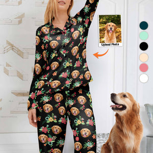 Custom Photo Pet Face Flower Pattern - Personalized Pajama - Gift For Pet Lovers, Pet Owners - NA94