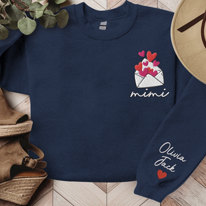 Love Letter Valentine Mimi And Kids - Embroidered Hoodie, Sweatshirt, Tshirt - Gift for Family