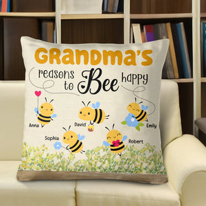 Grandma's Reasons To Bee Happy - Personalized Pillow - Gift For Grandma, Mom, Mothers Day NA94