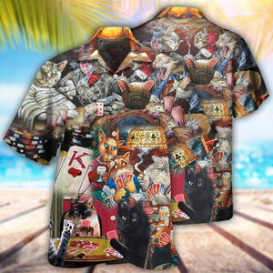 Poker Beautiful Cats Play Poker - Hawaiian Shirt