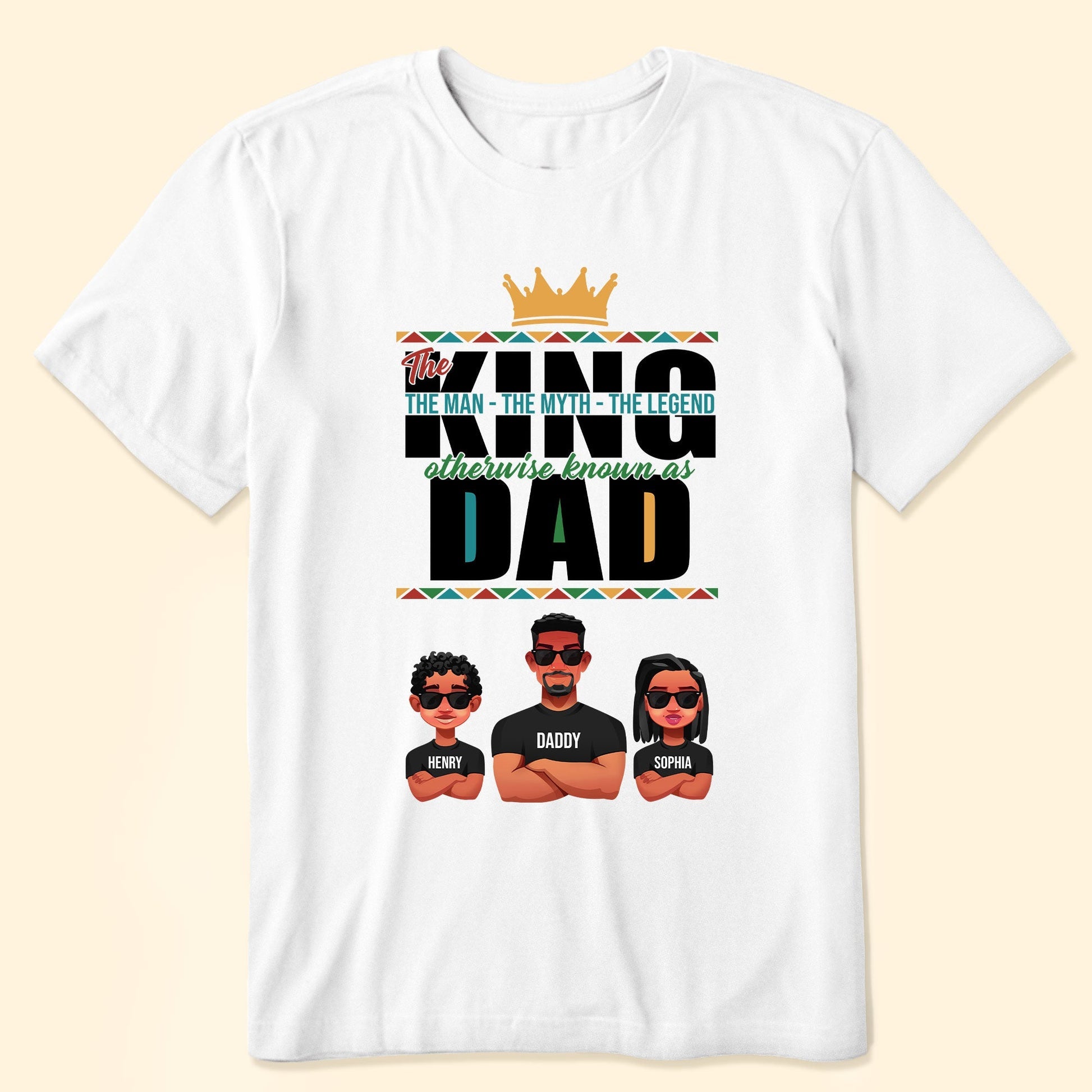 The King The Man The Myth The Legend - Personalized Shirt - Gift For Dad, Fathers Day, Black African  -CL50 NA94