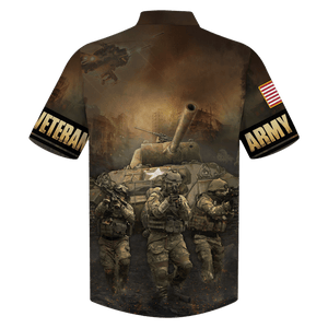 Us Amry Picture Of Soldiers And Tank Hawaiian Shirt