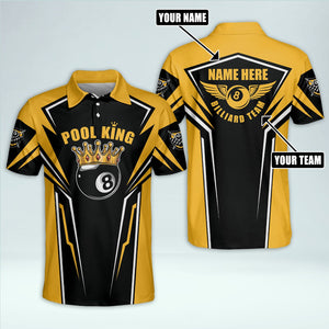 Personalized Custom Name King Pool Billiards Team Polo Shirts For Men