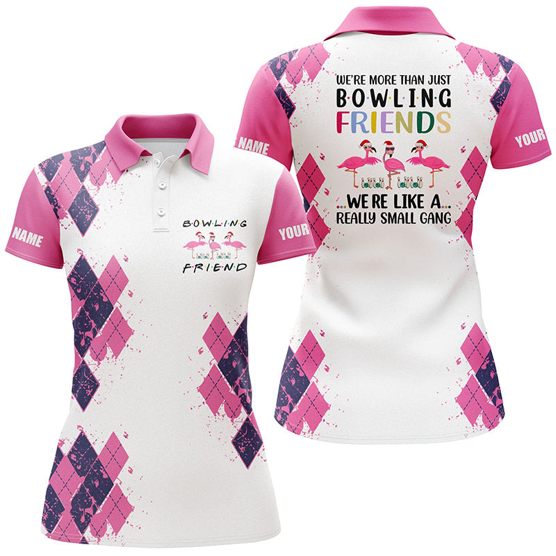 Personalized Womens Bowling We'Re More Than Just Friends Flamingo Polo Shirt