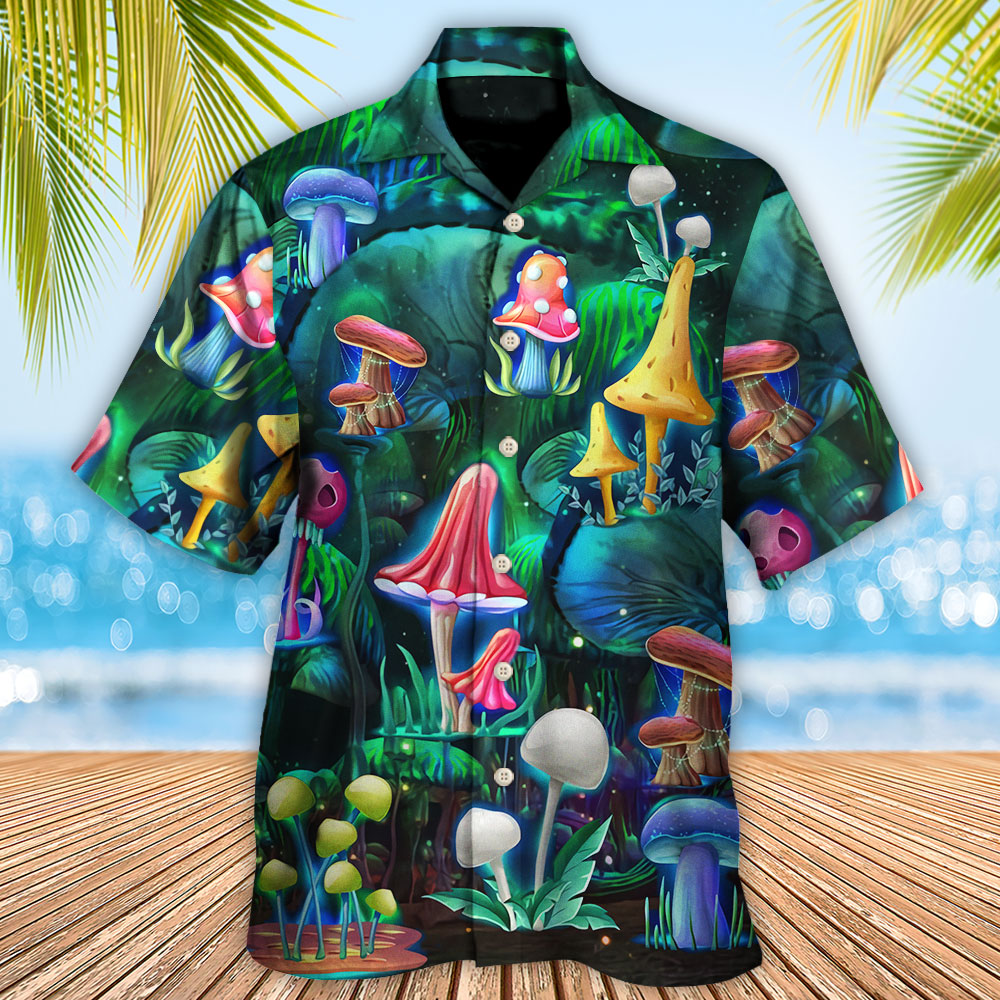 Hippie Mushroom Galaxy Neon Art Hawaiian Shirt