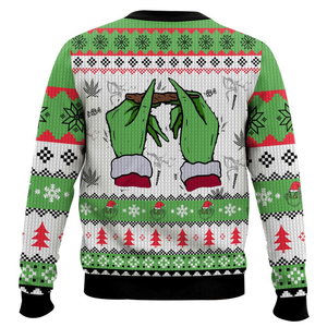 Grinch I'm So Baked I Can't Even Feel My Face - Personalized Ugly Sweater NA94