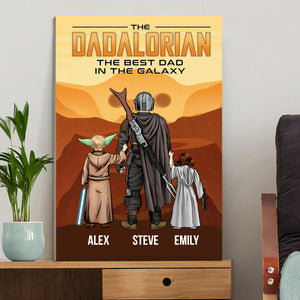 Star War The Dadalorian And Kids In The Mars - Gift For Father's Day - Personalized Canvas Poster