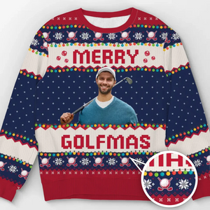 Custom Photo Wishing You Birdies And Holiday Cheer - Personalized Ugly Sweater - Christmas Gift For Golf Lovers - NA94