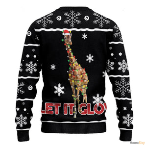 Giraffe Let It Glow Ugly Christmas Sweater For Men And Women