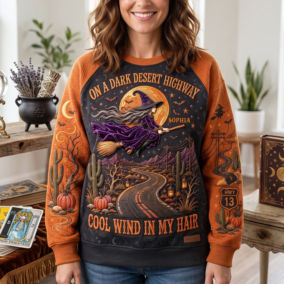 HN02. Spooky Autumn Vintage Witch Halloween Fall Party Gift For Her - Personalized Sweatshirt