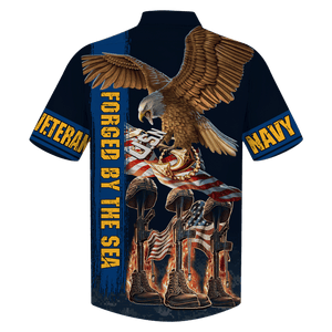 Navy Forged By The Sea Eagle With Gun U.S Navy Veteran Hawaiian Shirt