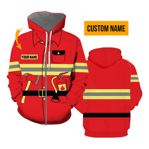 Personalized Text Firefighter Uniform Cosplay Costume Hoodie For Men & Women