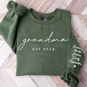 Custom Text Grandma Puff Grandma Puff - Embroidered Sweatshirt, Hoodie, Tshirt - Gift for Grandma