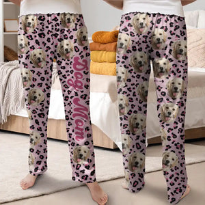 Custom Photo Pet Face With Leopard Pattern - Gift For Pet Lovers - Personalized Pajama Pants - NA94