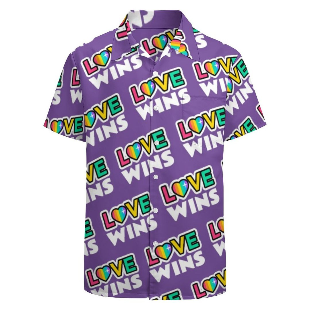 Pride LGBT Love Wins Rainbow Purple Hawaiian Vintage Shirt