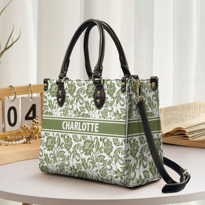 Custom Name Floral Pattern - Personalized Leather Bag - Loving Gift For Mother, Grandma, Grandmother, Mother's Day NA94