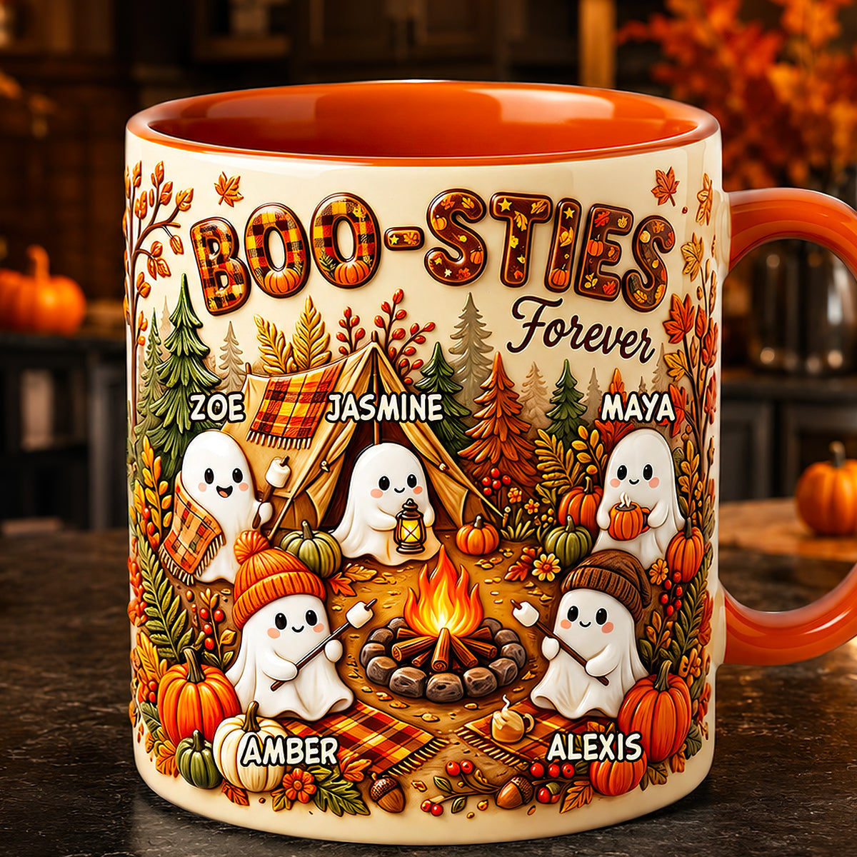 Boo Sties Forever Fall Camping Gift For Besties - Personalized Accent Mug HN02