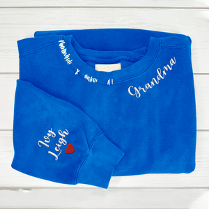 Personalized Grandma with Grandkids Names - Embroidered Sweatshirt, Hoodie, Tshirt - Best Gift for Grandma