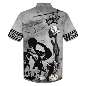 U.S Army Veteran Soldiers Gray Hawaiian Shirt