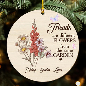 Sisters Are Different Flowers - Personalized Wood Ornament- Gift For Sisters, Besties, Friends - NA94