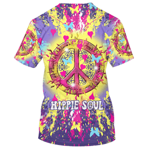 Hippie Butterfly And Heart Soul Of Peace- T-Shirt