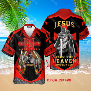 Personalized Knight Templar Jesus Saved My Life Hawaiian Shirt For Men & Women