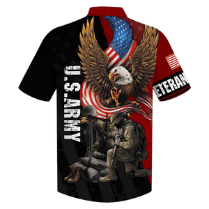 Wingspan Eagle And 2 Soldiers Us Army Veteran Hawaiian Shirt