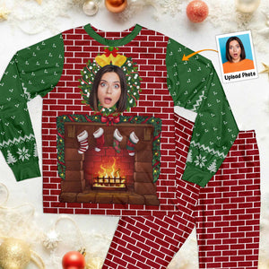 Custom Photo Funny Walking Fireplace  - Personalized Pajama - Gift For Family Members, Friends NA94