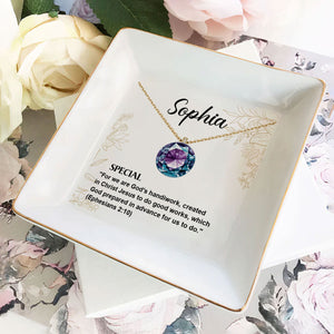 Meaning Of Your Name Birthstone  - Personalized Jewelry Dish - Gift For Mom, Wife, Engaging, Anniversary, Marriage Gift - NA94