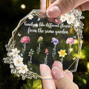 Family Is Like Different Flowers From The Same Garden - Personalized Acrylic Ornament - Gift For Family Members - NA94