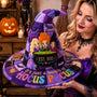 Three Witch Sisters Cauldron Halloween Costume, Purple Spooky Party - Personalized Quilted Witch Hat LA02