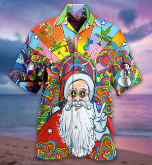 Hippie Funny Santa Claus Hawaiian Shirt