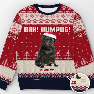 Custom Photo Happiness Is A Warm Puppy - Personalized Ugly Sweater -Christmas Gift For Pet Lovers NA94