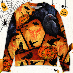 Halloween Raven Pumpkin Scary - Sweater