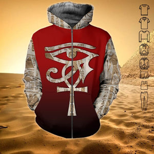 White Mix Red Ancient Egypt Symbol Hoodie For Men & Women