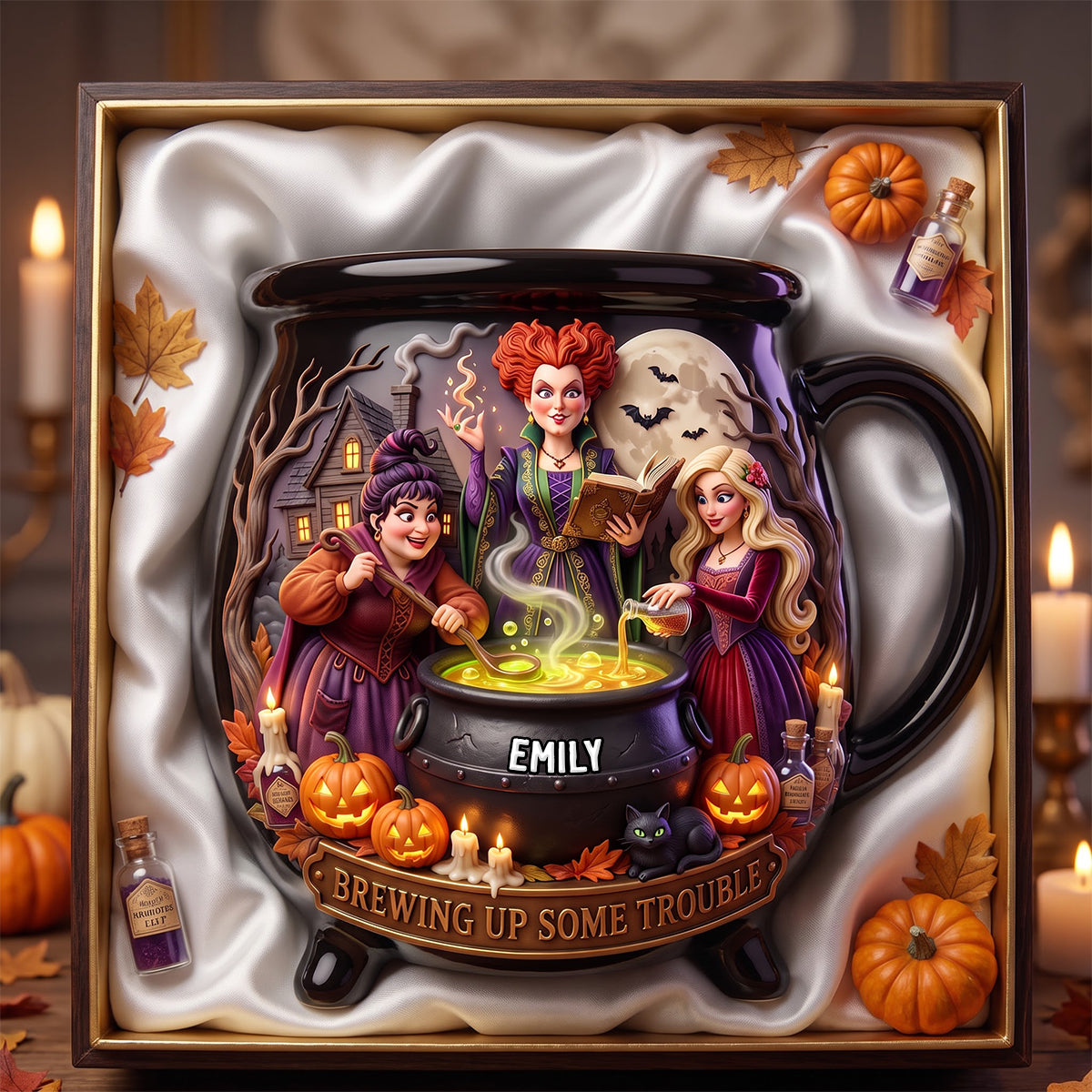 A Little Three Witches Custom Name For Her - Personalized Cauldron Mug NL122