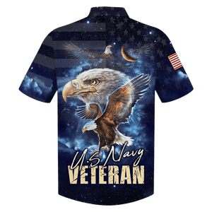 Navy Eagle With Star Moon U.S Navy Veteran Hawaiian Shirt