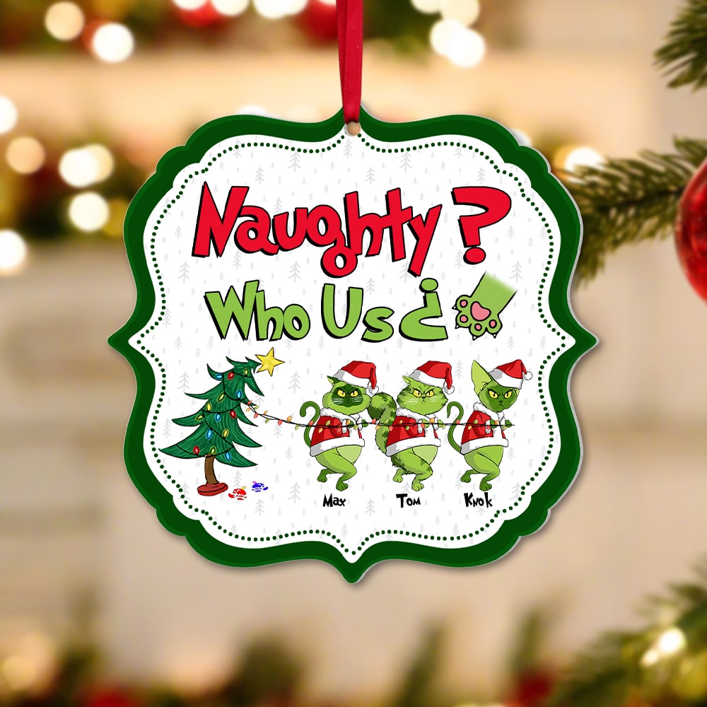 Naughty Who Us Grinch Cats- Gift For Cat Lover, Pet Lovers - Personalized Acrylic Ornament - CL16