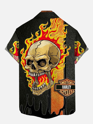 Awesome Skull With Fire Vintage Motorcycle Hawaiian Shirt